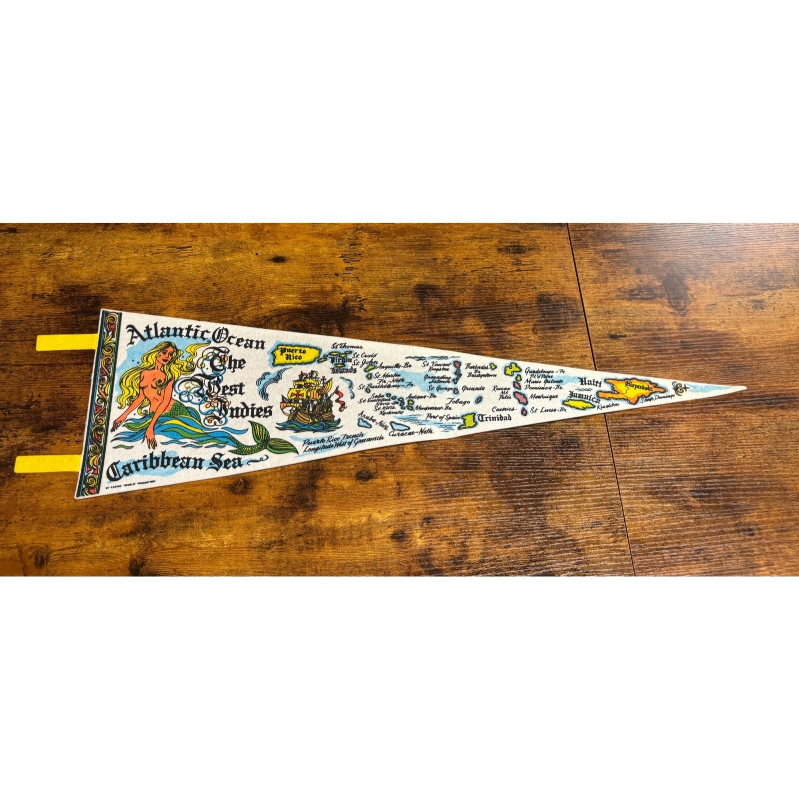 Vintage Atlantic Ocean and Caribbean Sea "The Best Bodies" pennant