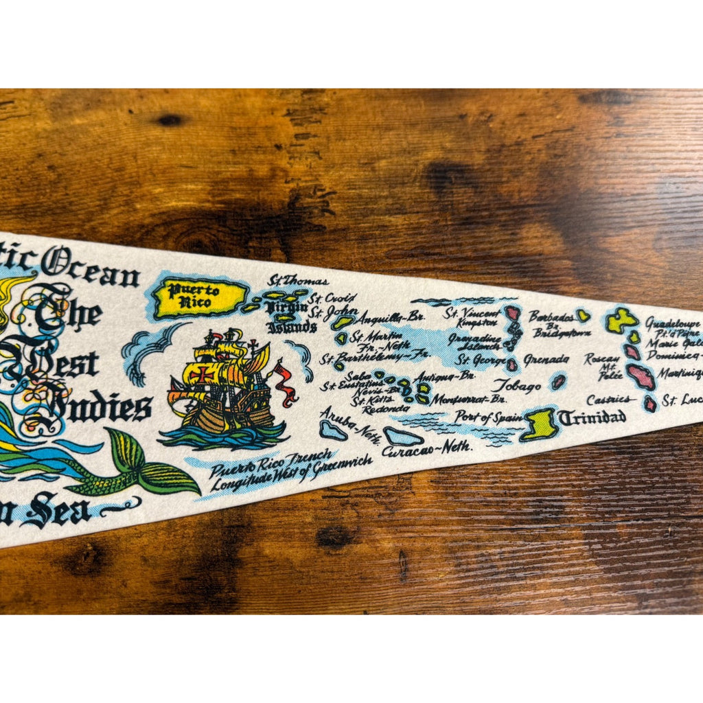 Vintage Atlantic Ocean and Caribbean Sea "The Best Bodies" pennant