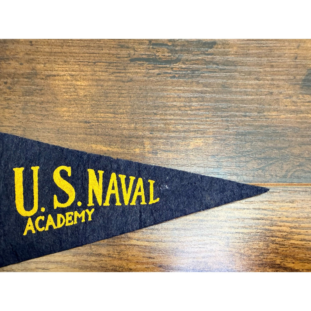Vintage U.S. Naval Academy Felt mini Pennant With Yellow Trim & Crest 9 inches