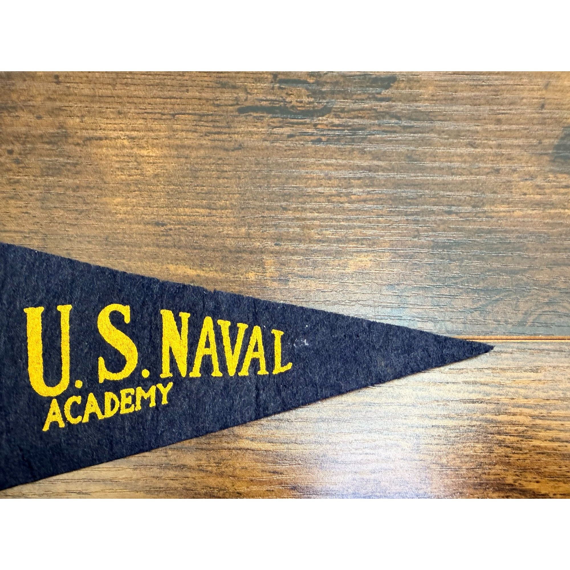 Vintage U.S. Naval Academy Felt mini Pennant With Yellow Trim & Crest 9 inches
