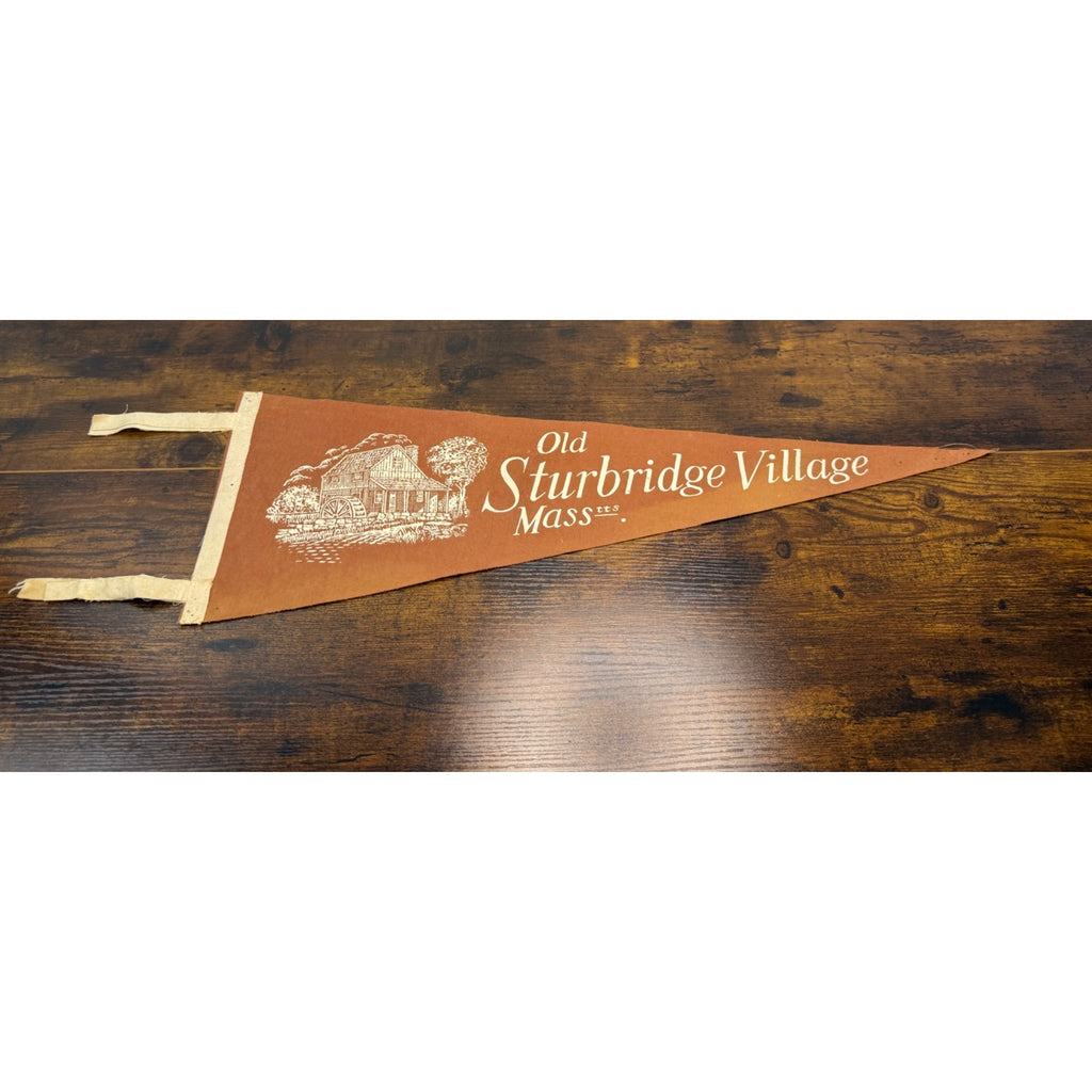 Vintage Old Sturbridge Village Massachusetts Felt Pennant With Rustic Design