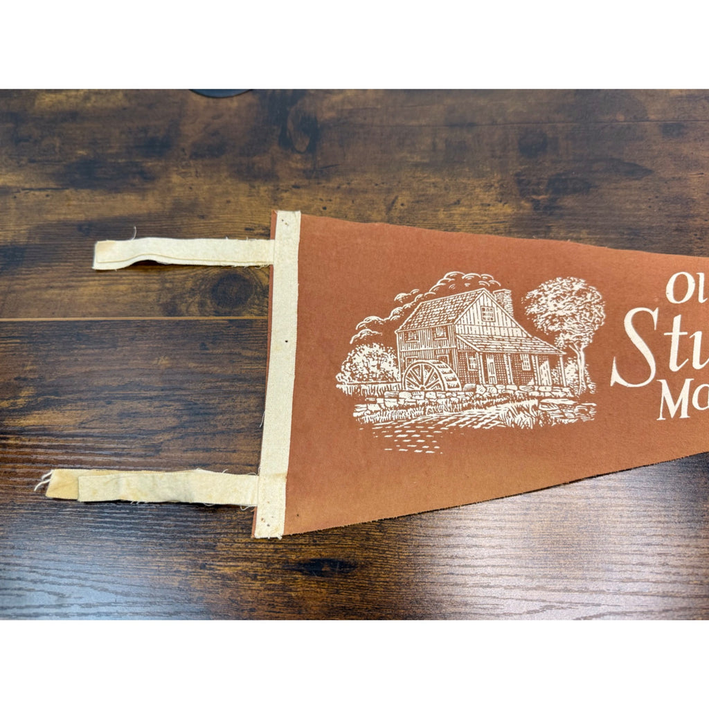 Vintage Old Sturbridge Village Massachusetts Felt Pennant With Rustic Design