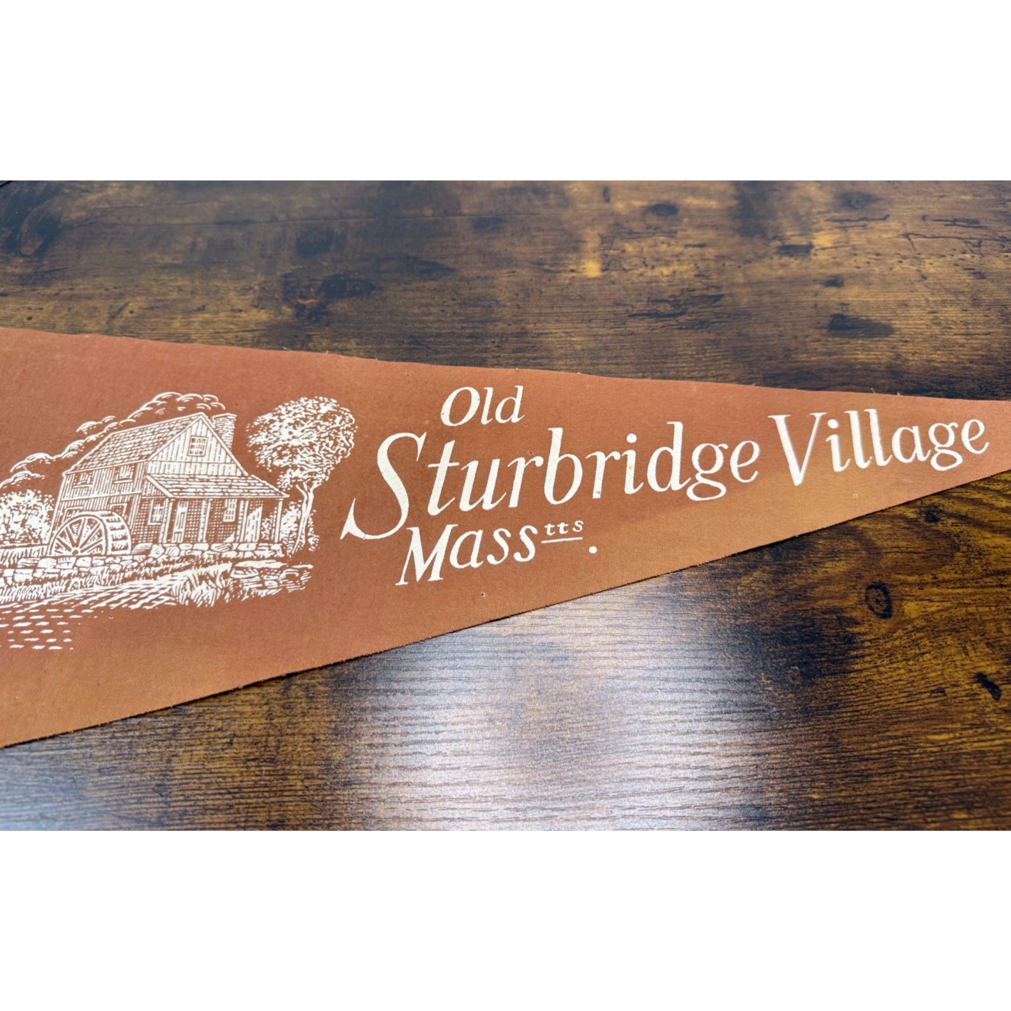 Vintage Old Sturbridge Village Massachusetts Felt Pennant With Rustic Design