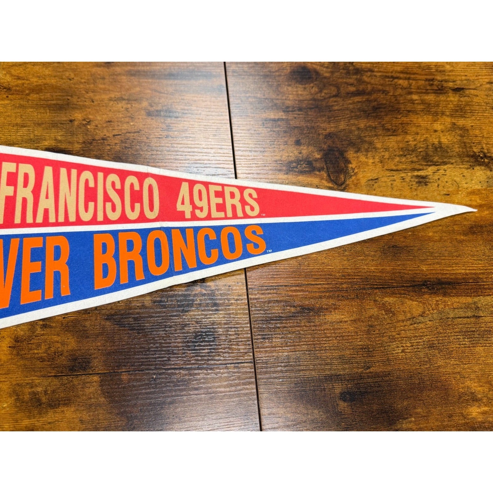 Vintage 1990 Super Bowl Denver Broncos / San Francisco 49ers Pennant New Orleans