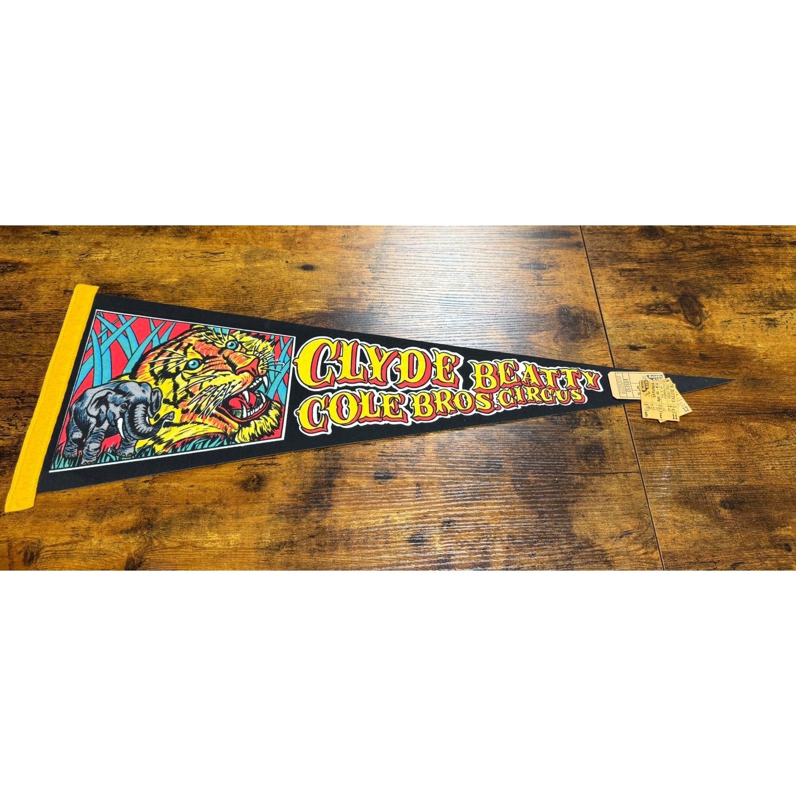 Vintage Clyde Beatty Cole Bros. Circus pennant