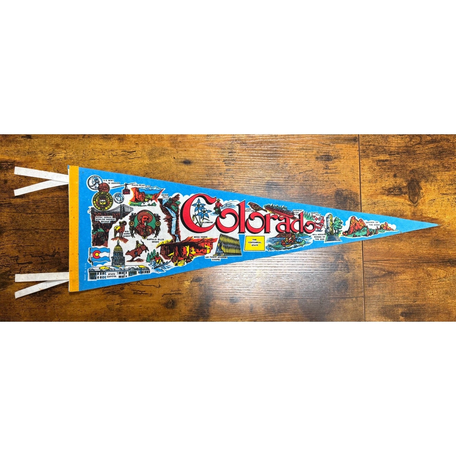 Vintage Colorado state pennant Made in USA