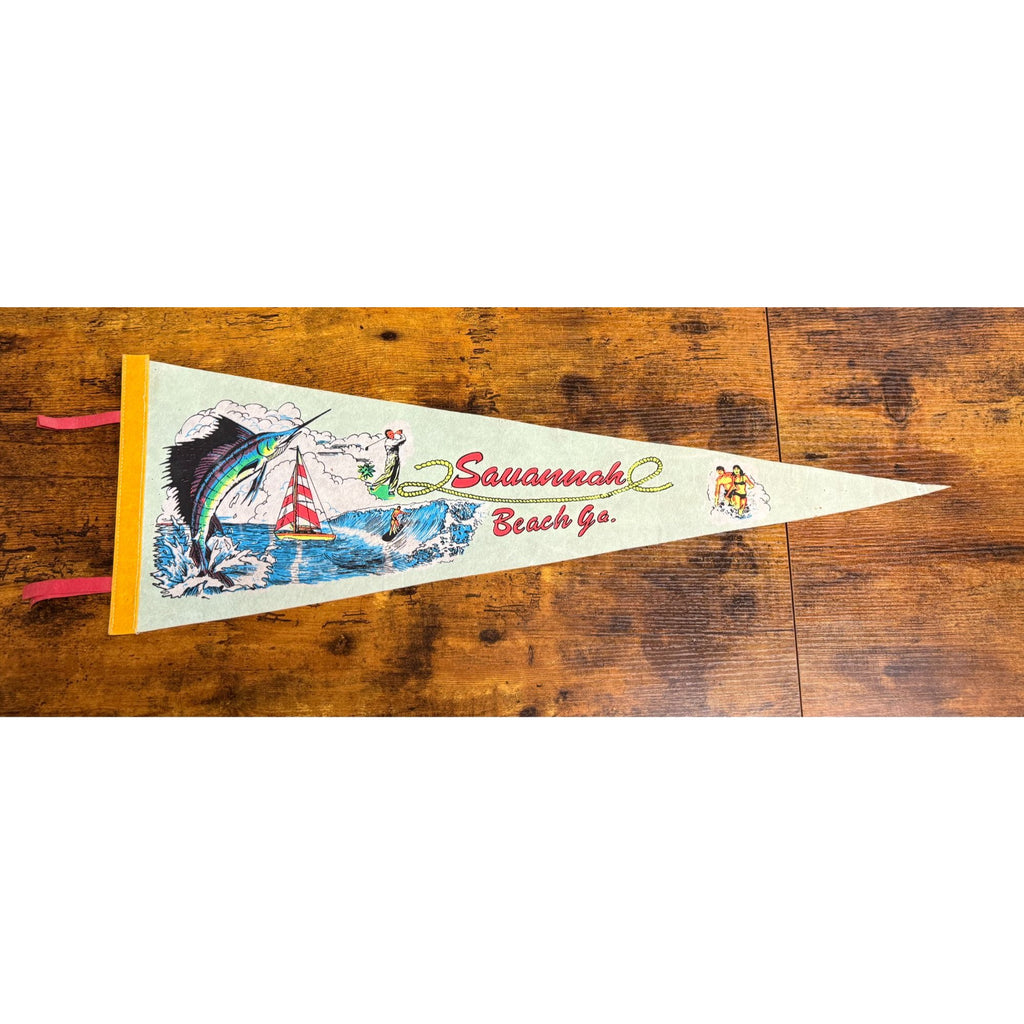 Vintage Savannah Beach Ga Souvenir Pennant