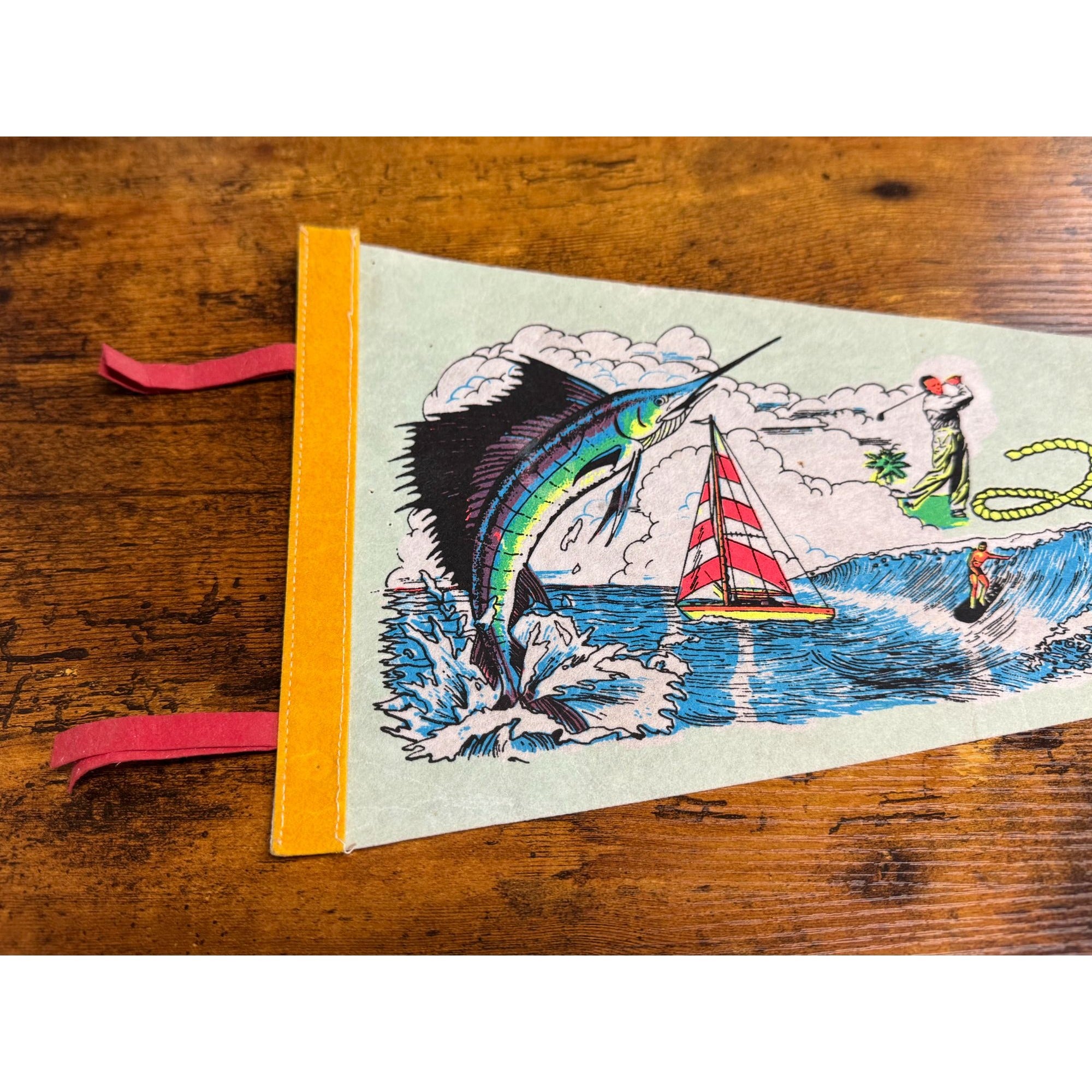 Vintage Savannah Beach Ga Souvenir Pennant