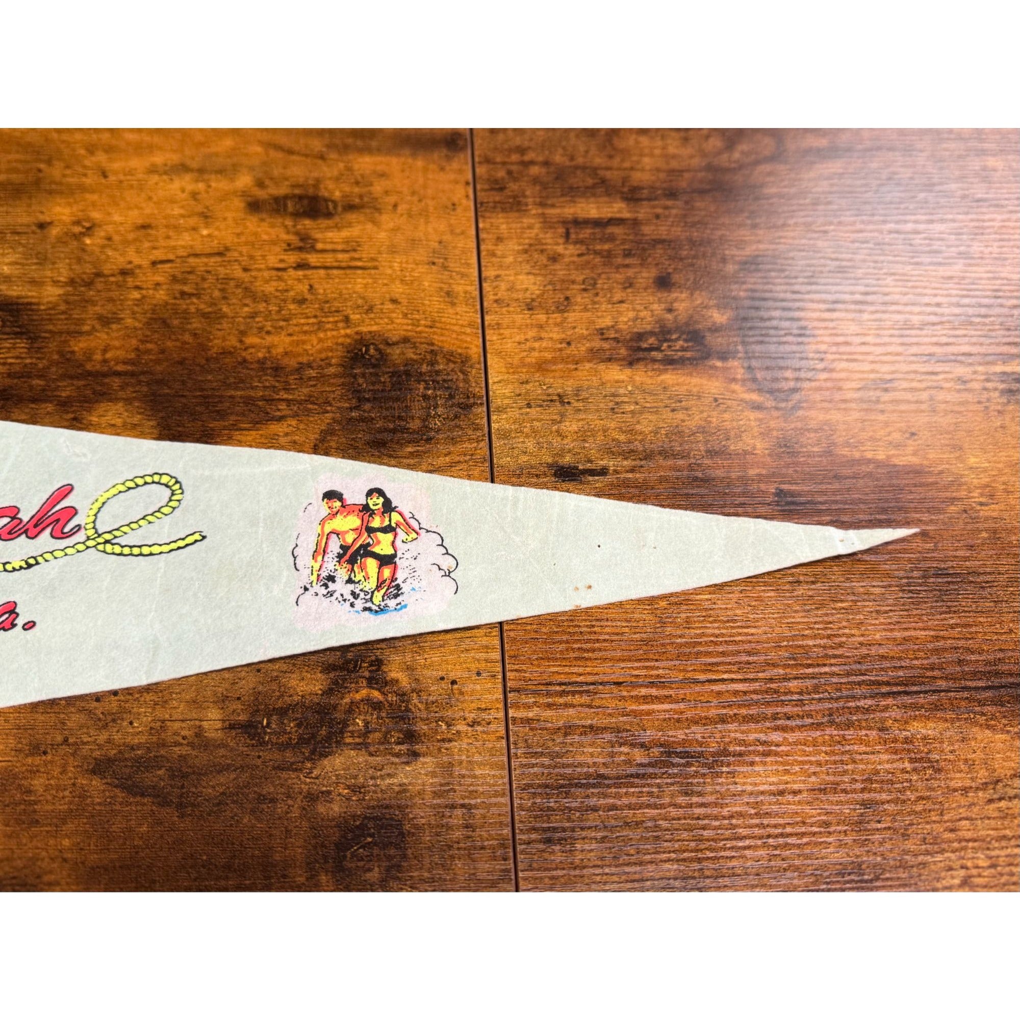 Vintage Savannah Beach Ga Souvenir Pennant