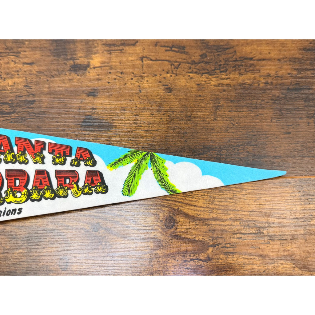 Vintage Mission Santa Barbara Souvenir Pennant Flag Queen Of The Missions