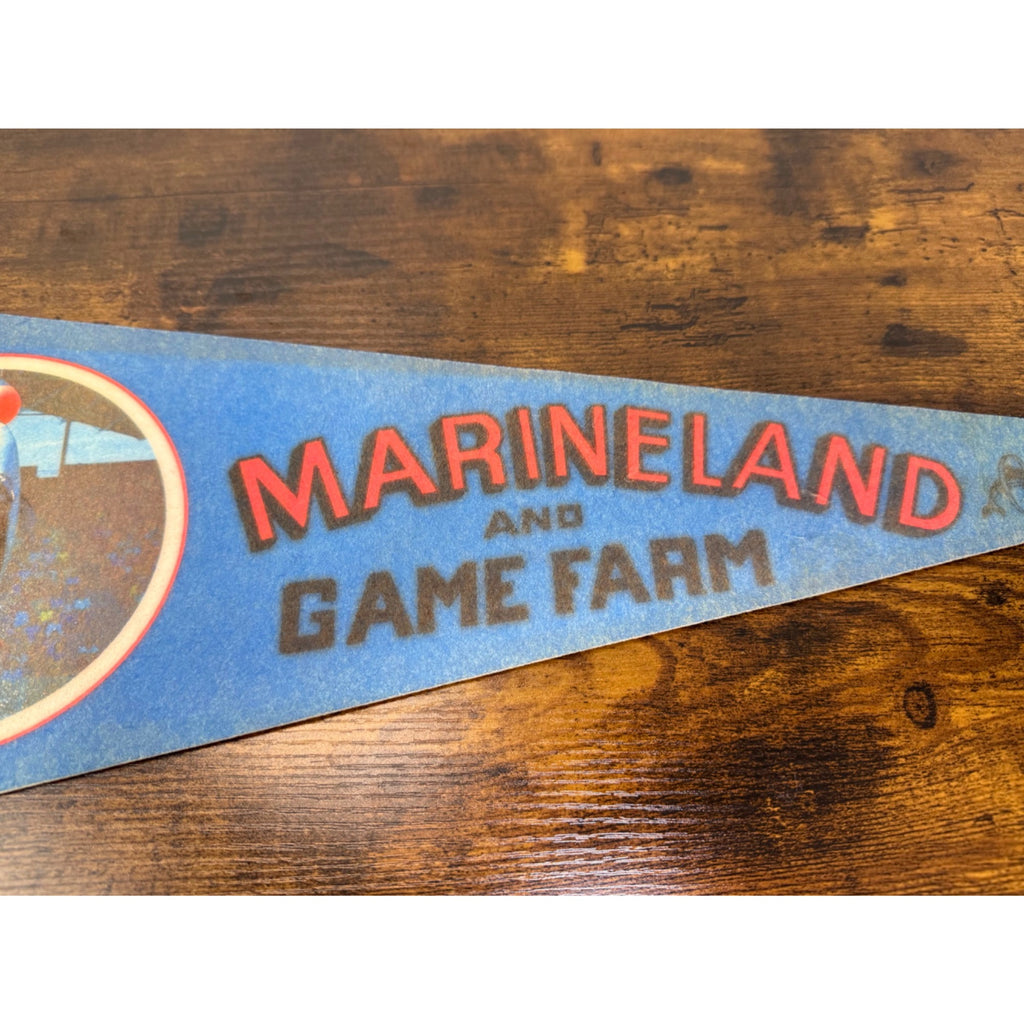 Vintage Marineland & Game Farm Pennant Canada Souvenir Dolphin Graphic