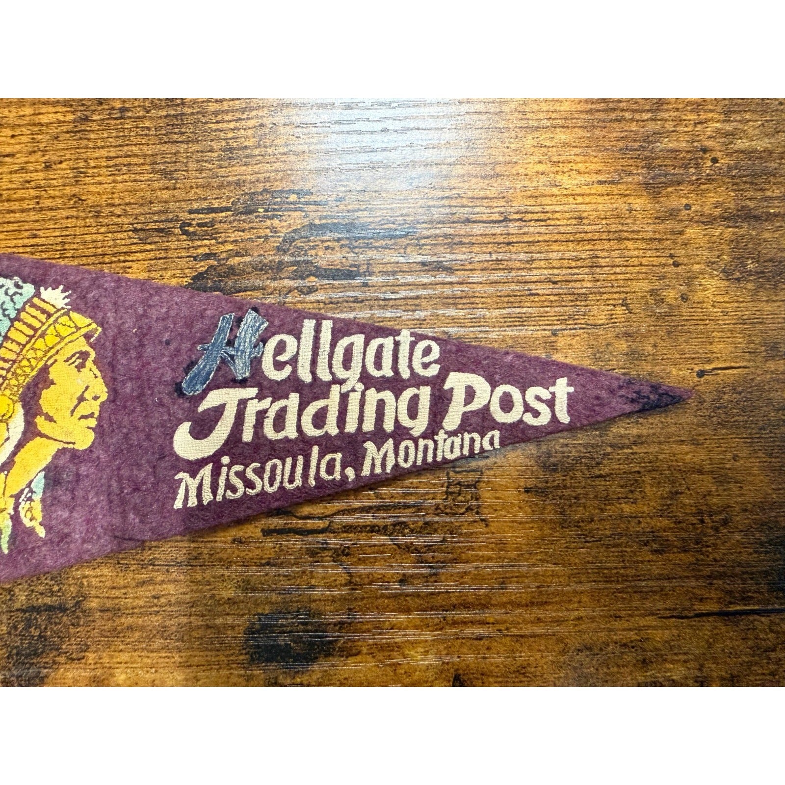 Vintage Hellgate Trading Post Missoula, Montana mini pennant