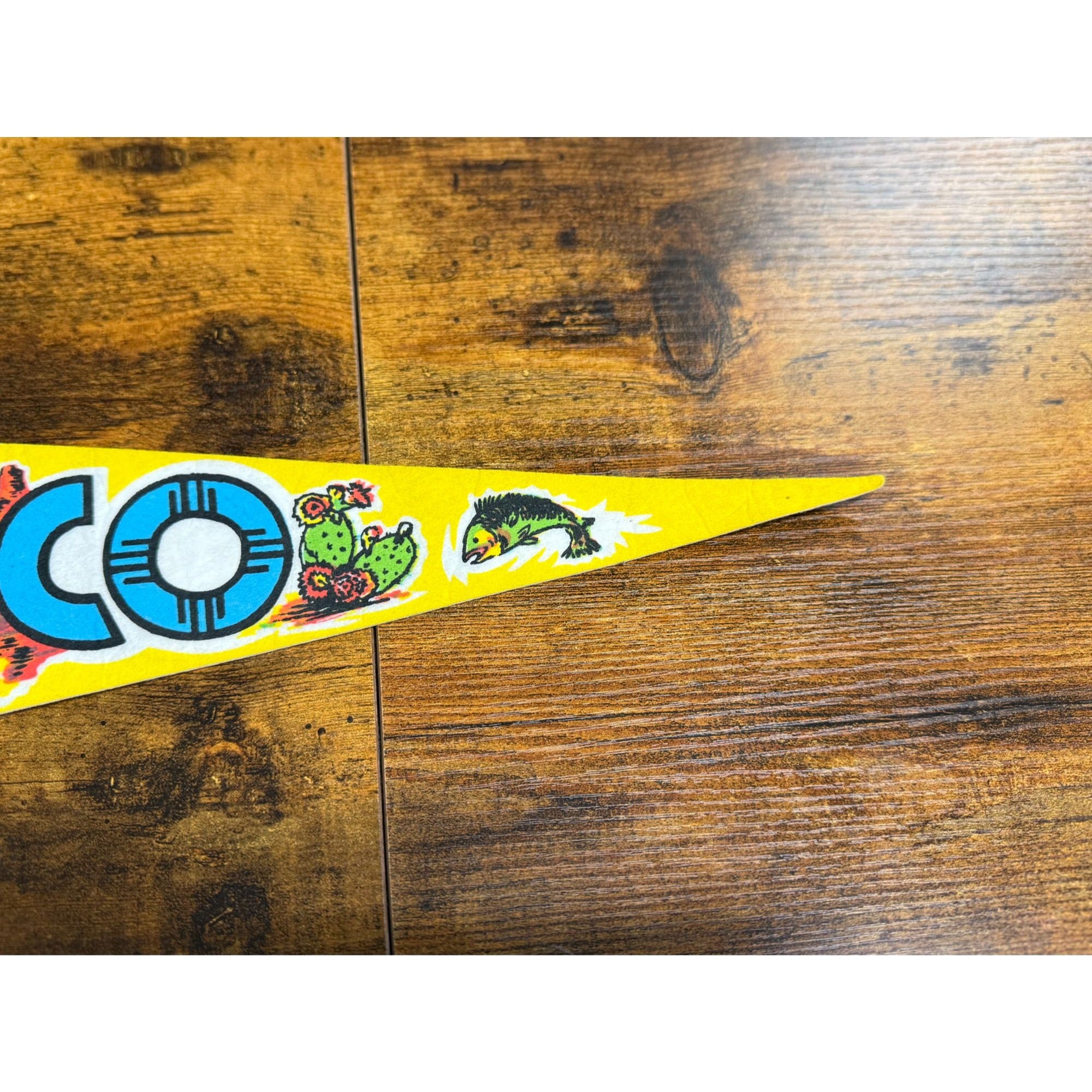 Vintage New Mexico Souvenir Pennant With Colorful Illustrations & Landmarks