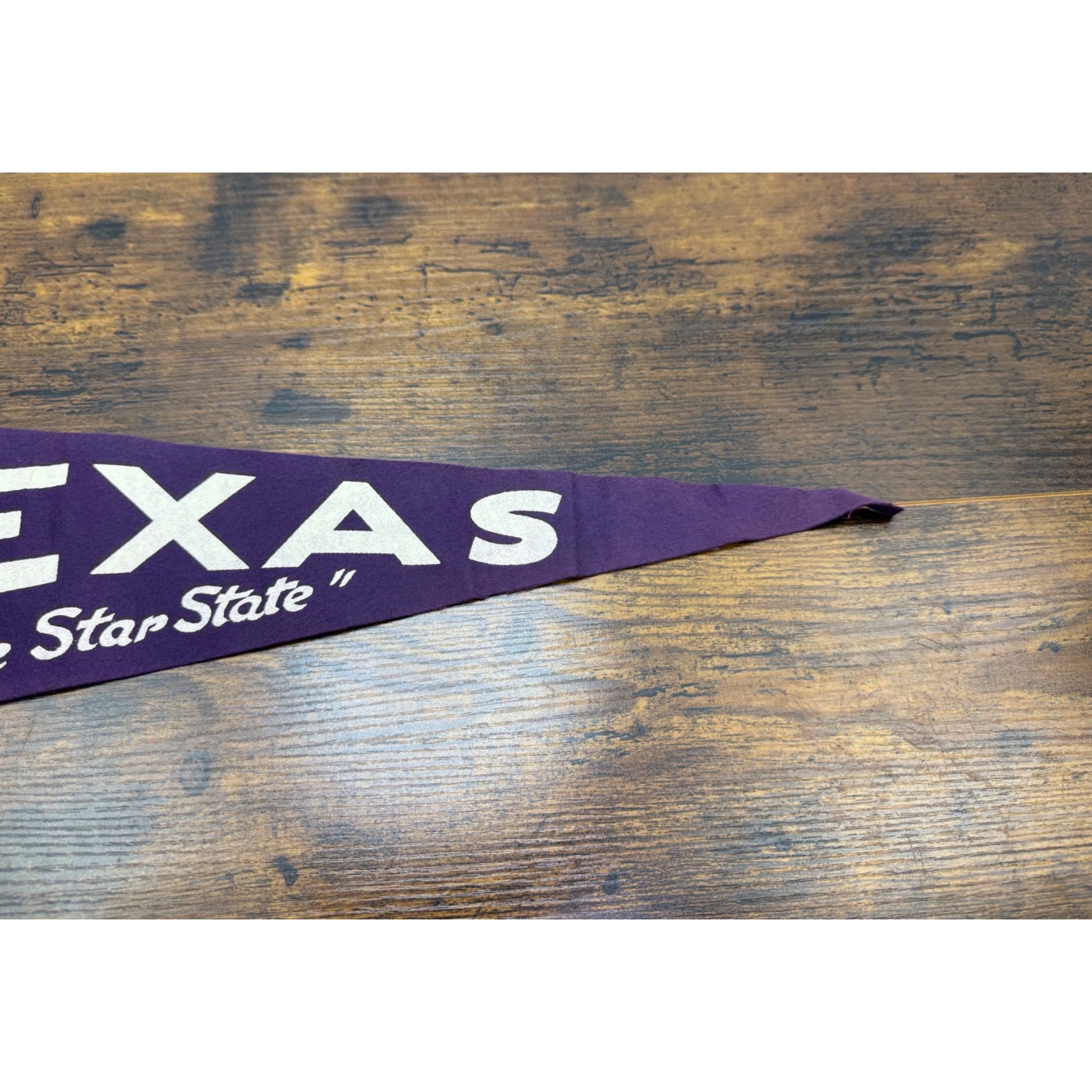 Vintage Texas Pennant Felt Flag "The Lone Star State" Purple 26.5 inches