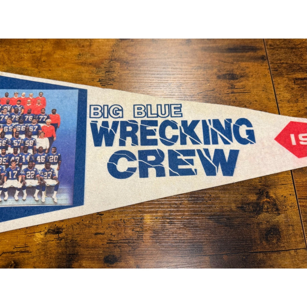 Vintage 1986 Big Blue Wrecking Crew New York Giants Super Bowl Champions pennant
