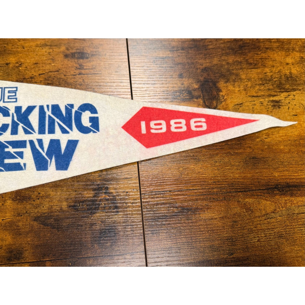 Vintage 1986 Big Blue Wrecking Crew New York Giants Super Bowl Champions pennant