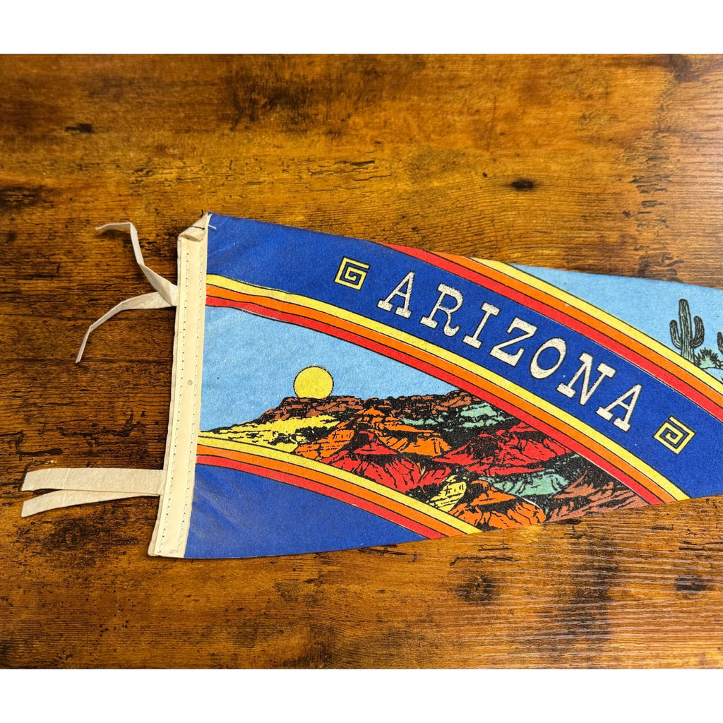 Vintage Arizona Felt Pennant With Southwestern Artwork & Ties