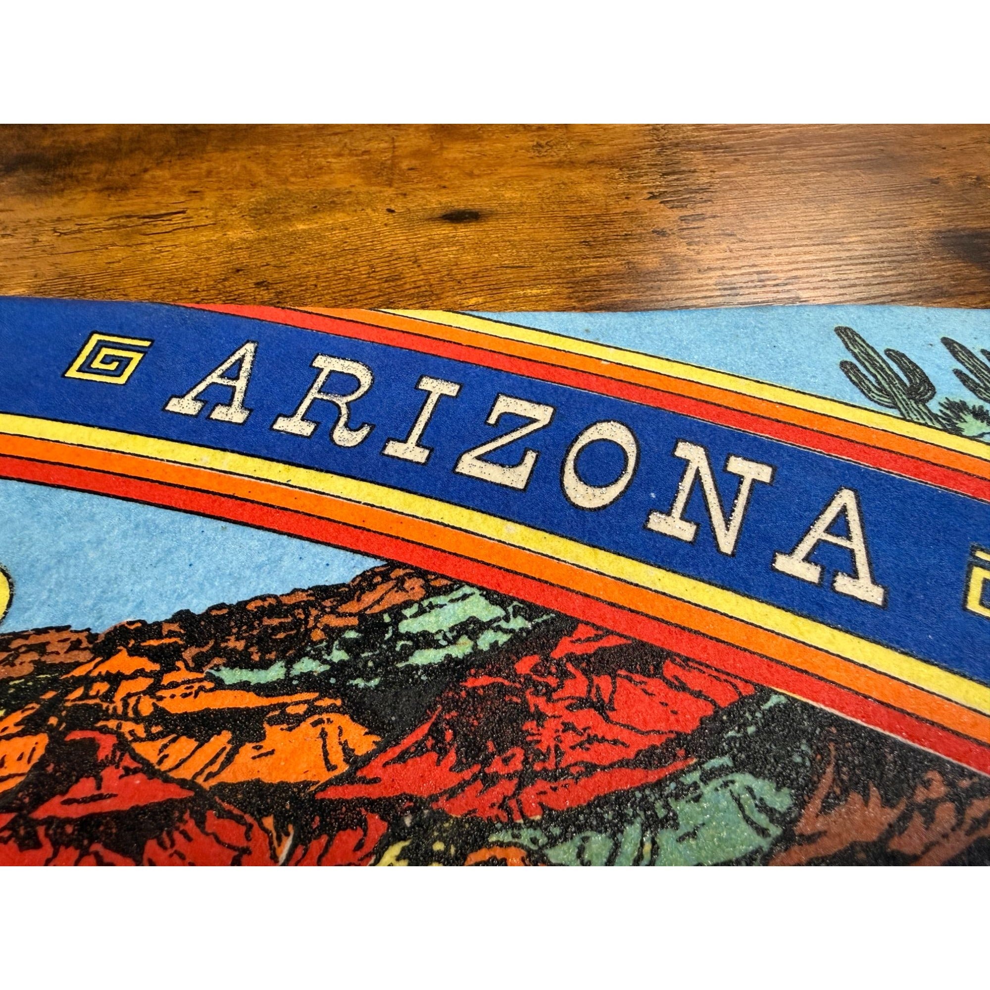 Vintage Arizona Felt Pennant With Southwestern Artwork & Ties