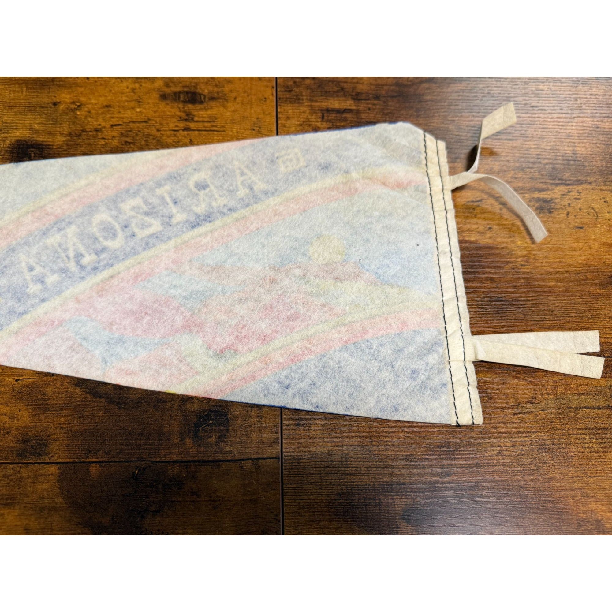 Vintage Arizona Felt Pennant With Southwestern Artwork & Ties