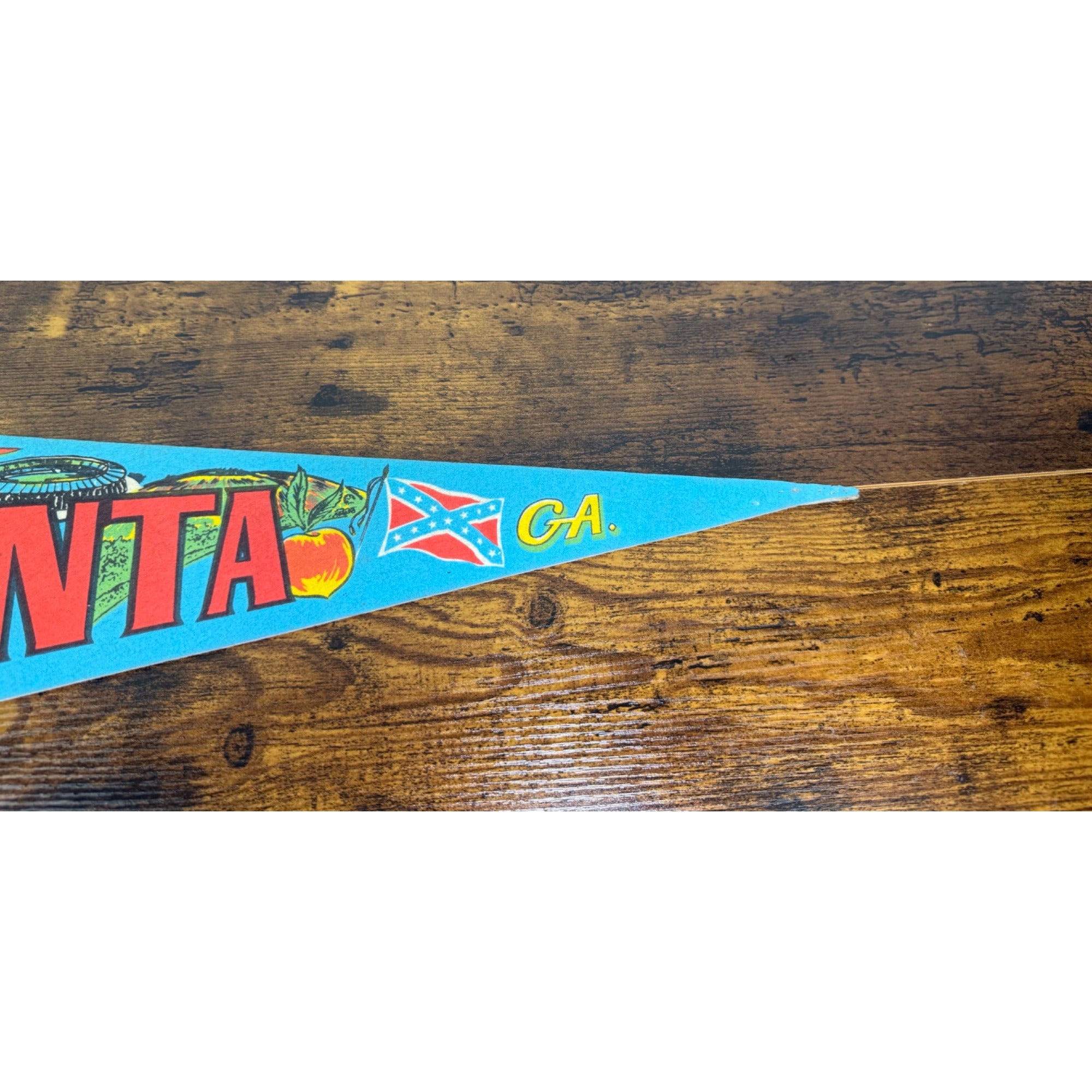 Vintage Atlanta GA Felt Souvenir Pennant With Colorful Graphics
