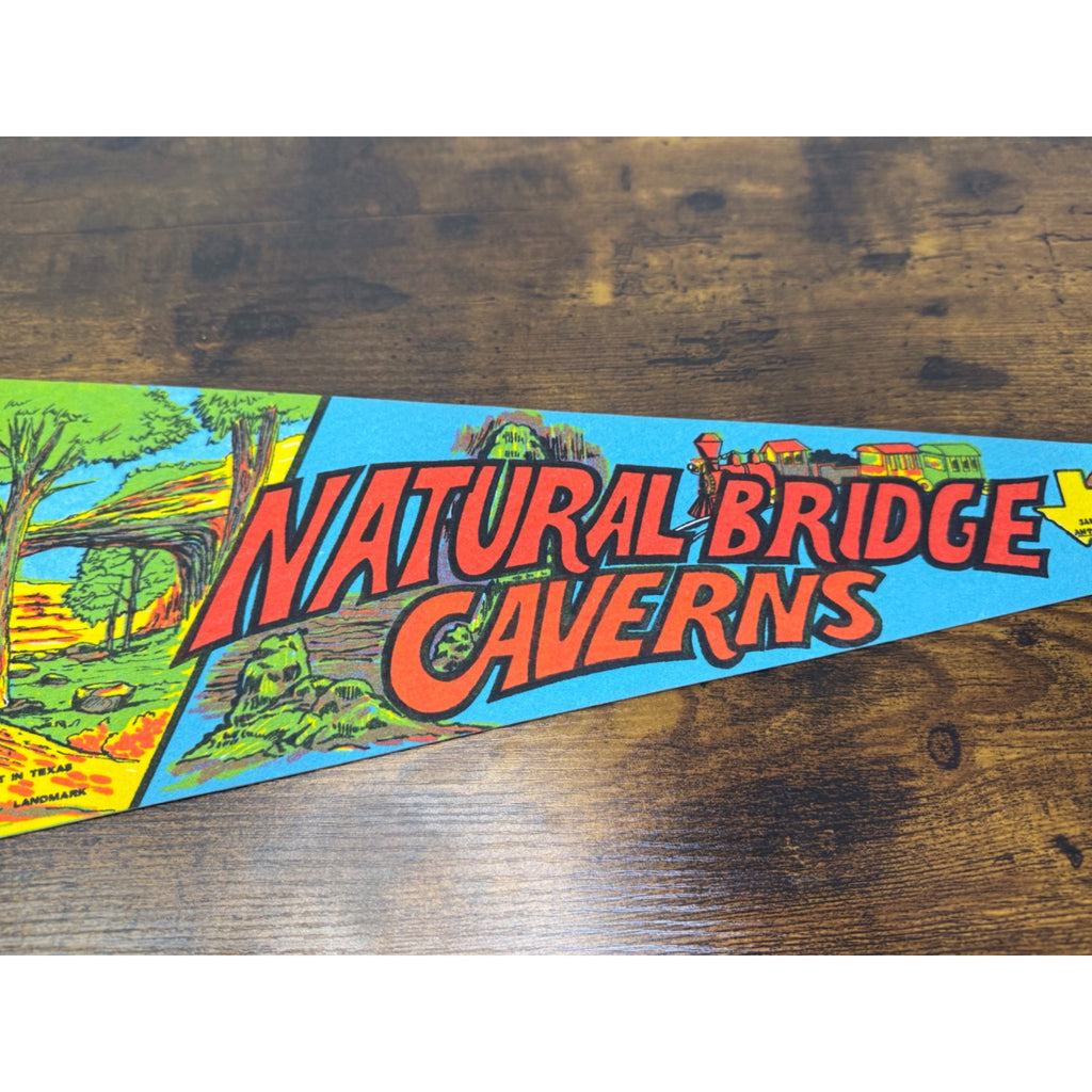 Natural Bridge Caverns Vintage 1977 Felt Pennant National Landmark 25 inches