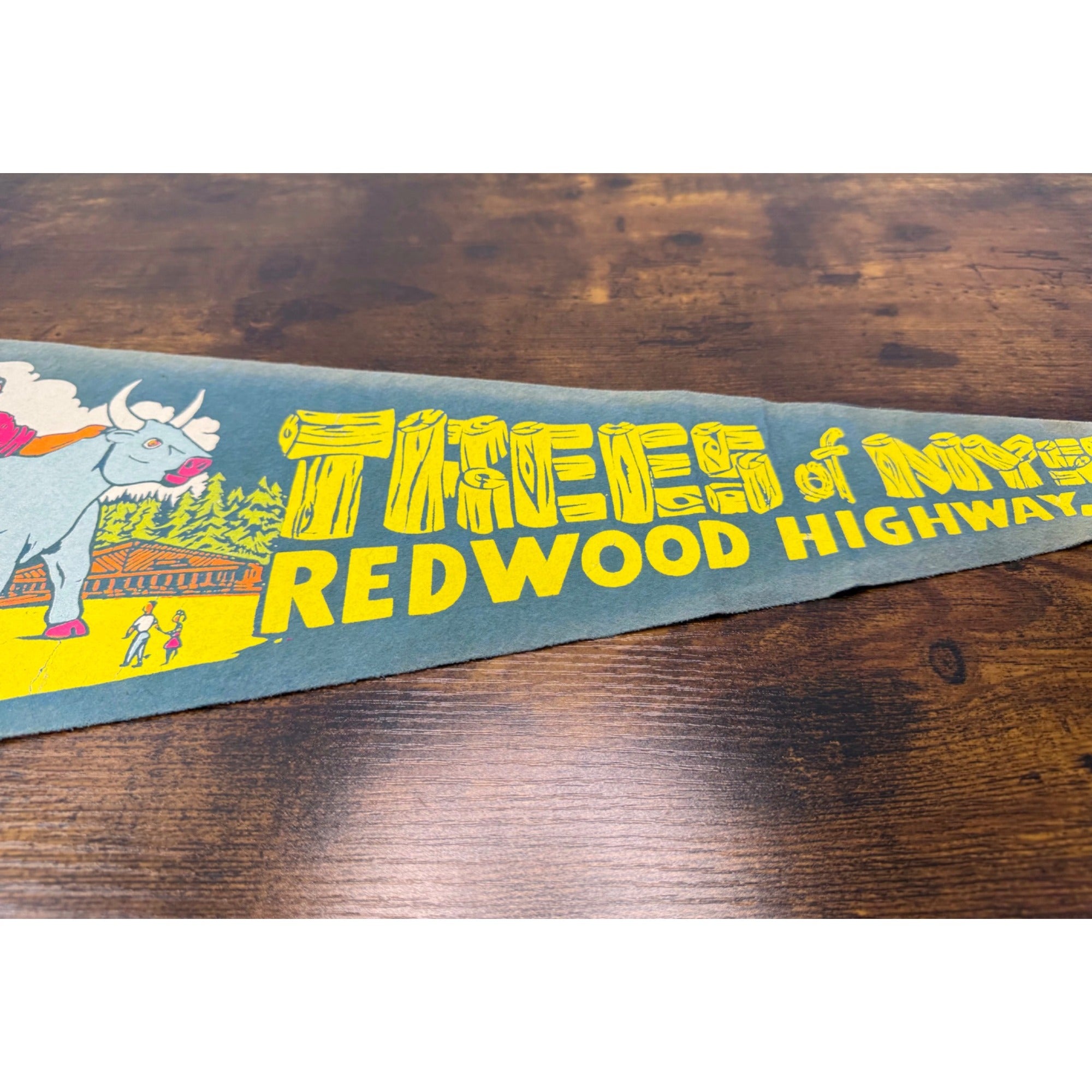 Vintage Trees Of Mystery Pennant Redwood Highway California Felt Souvenir