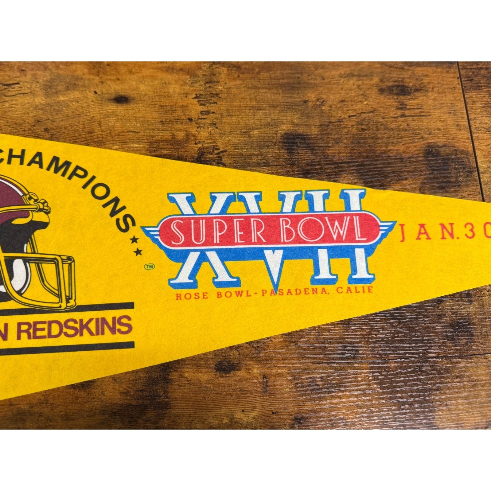 Vintage NFL Washington Redskins 1982 NFC Champions Pennant Super Bowl XVII
