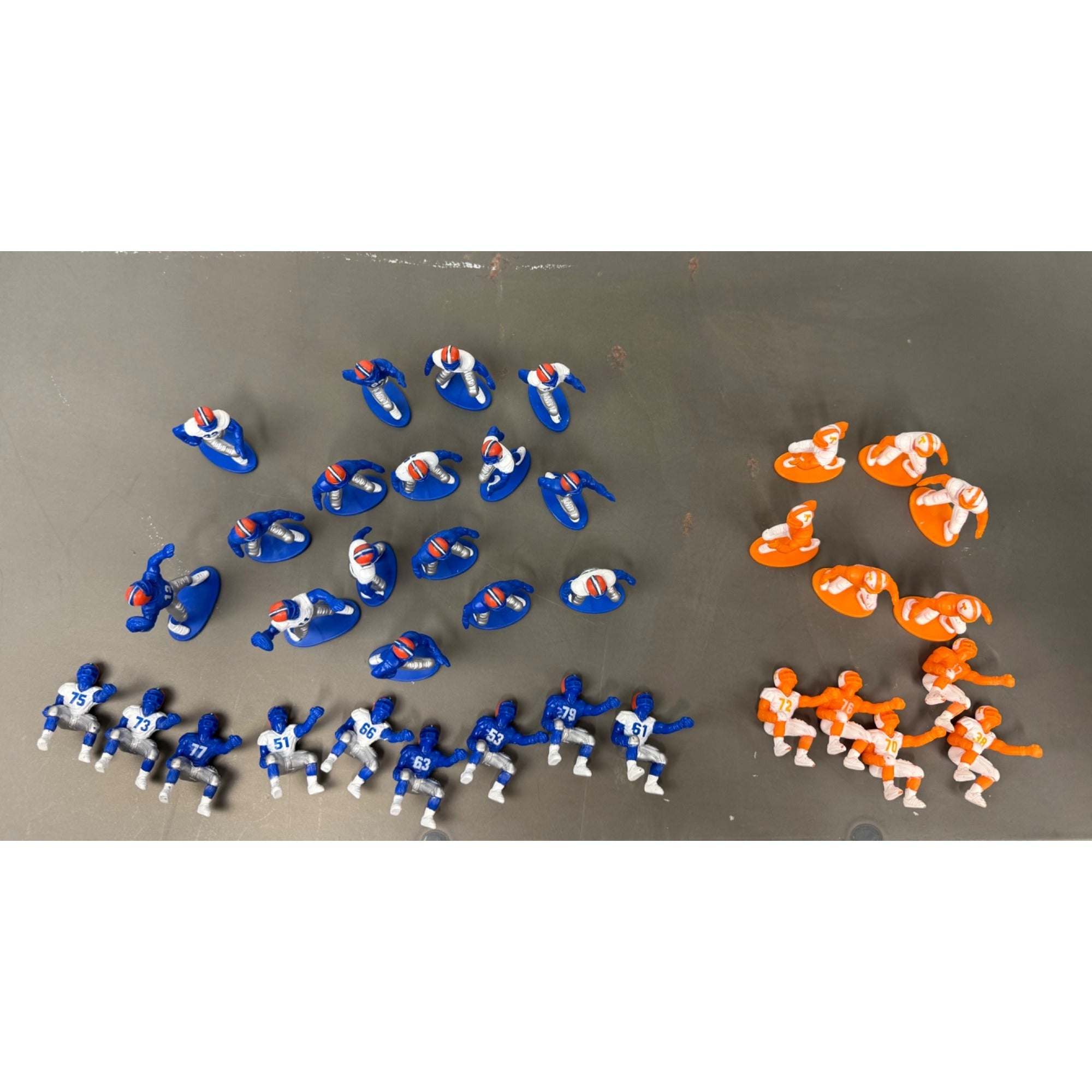 Vintage Electric Football Game Player Figures Blue & Orange Teams 42 Pieces Total