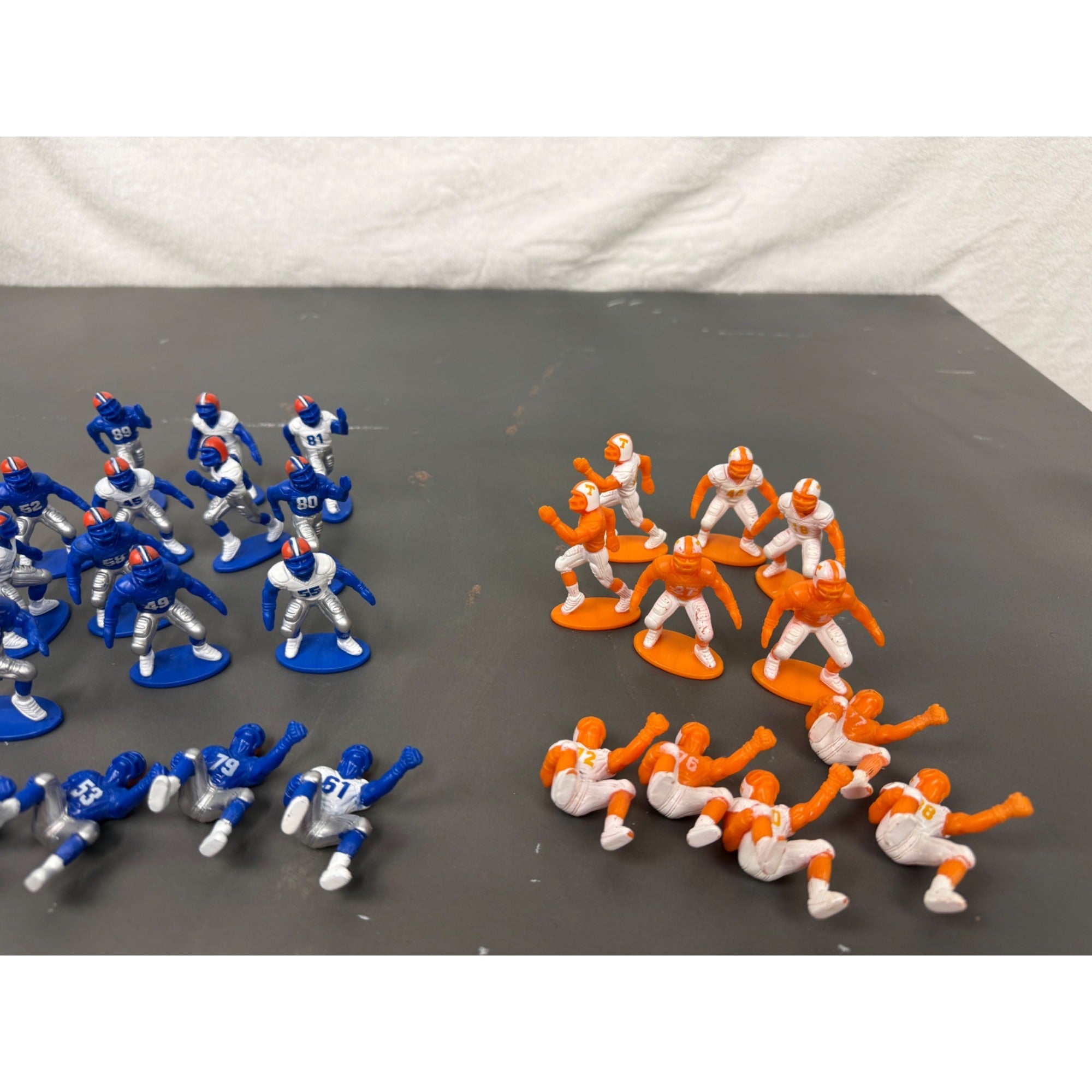 Vintage Electric Football Game Player Figures Blue & Orange Teams 42 Pieces Total