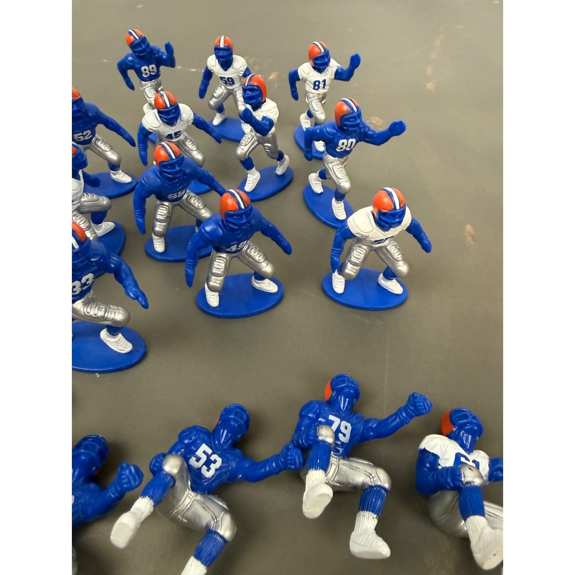Vintage Electric Football Game Player Figures Blue & Orange Teams 42 Pieces Total