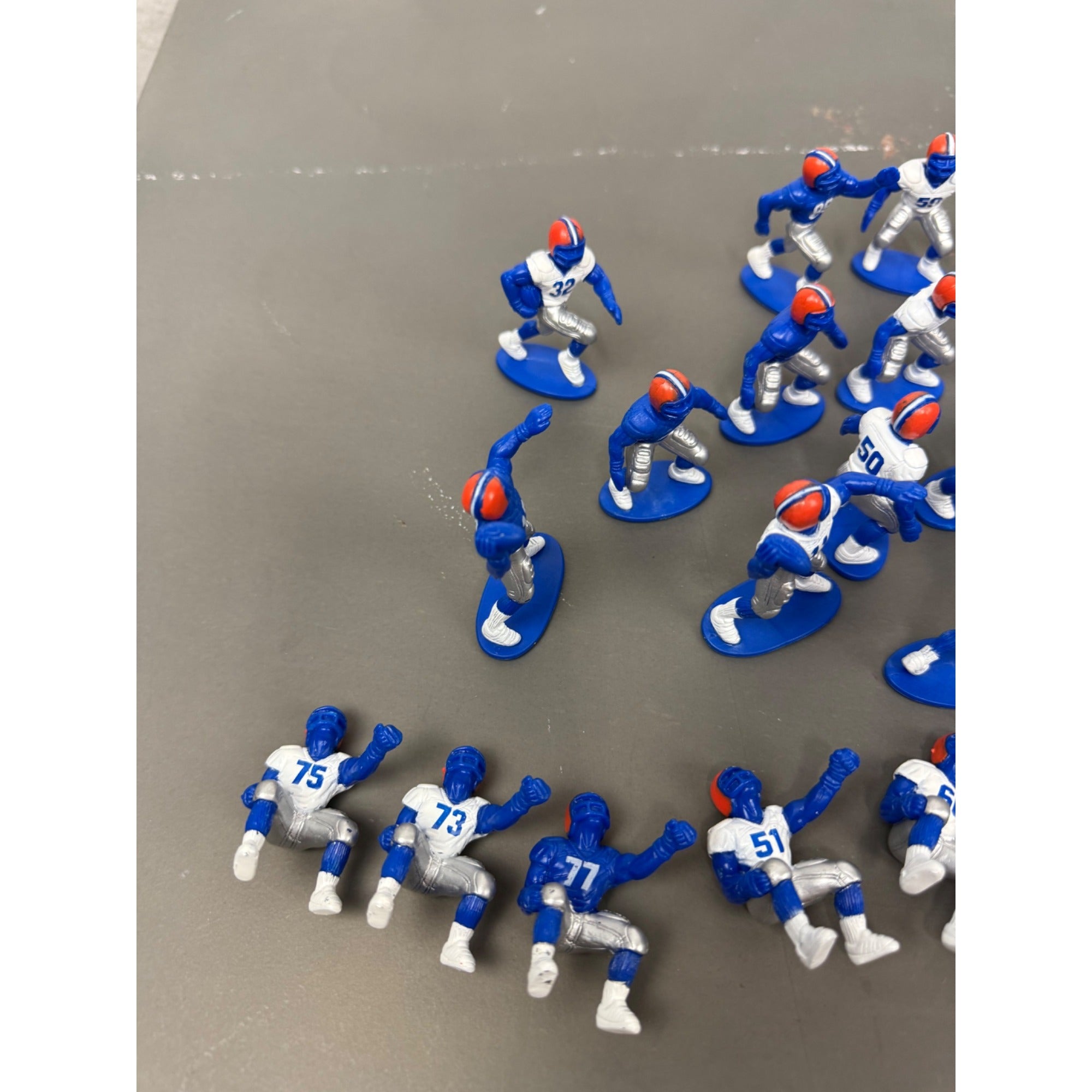 Vintage Electric Football Game Player Figures Blue & Orange Teams 42 Pieces Total