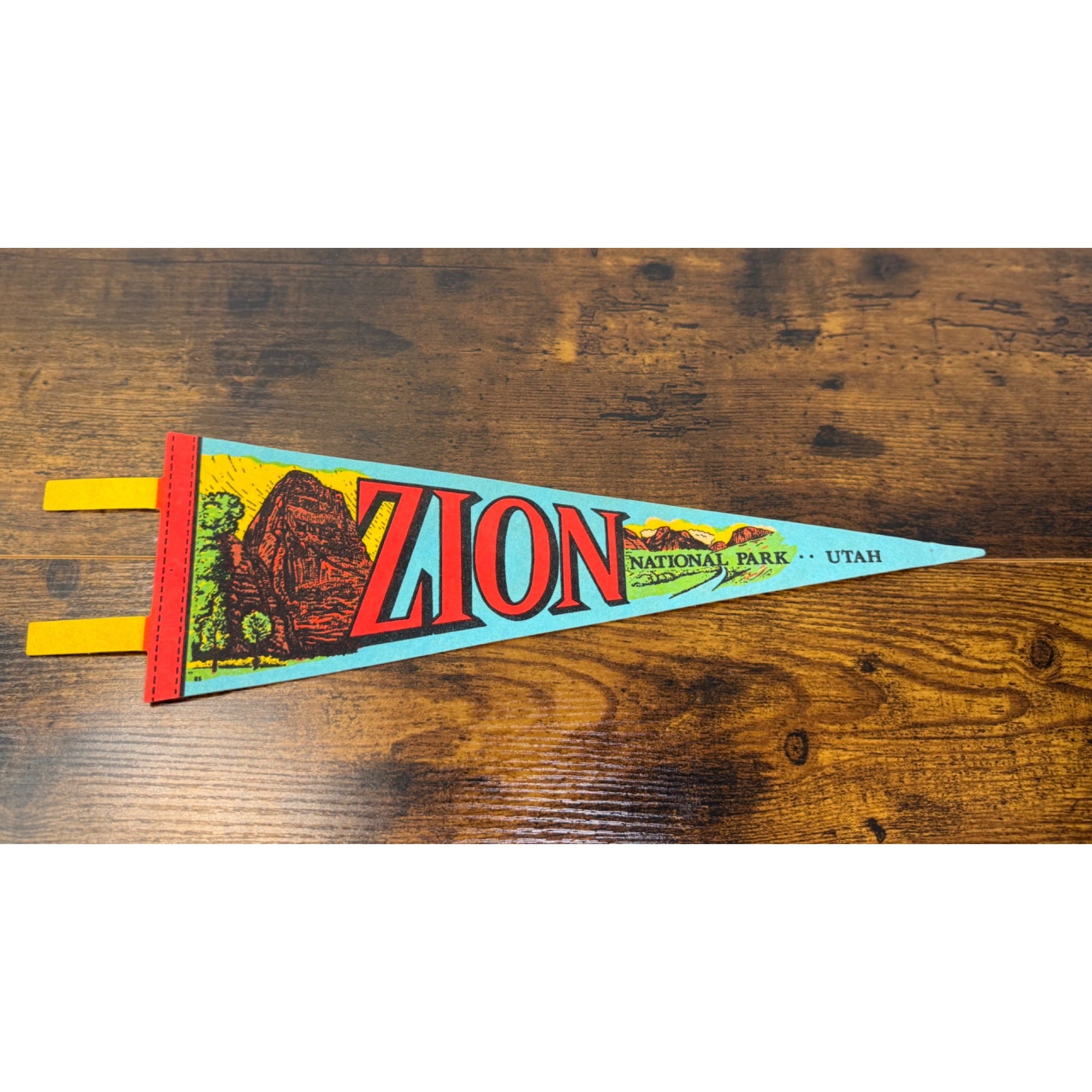Vintage Zion National Park Pennant Banner - Utah felt flag With Scenic design