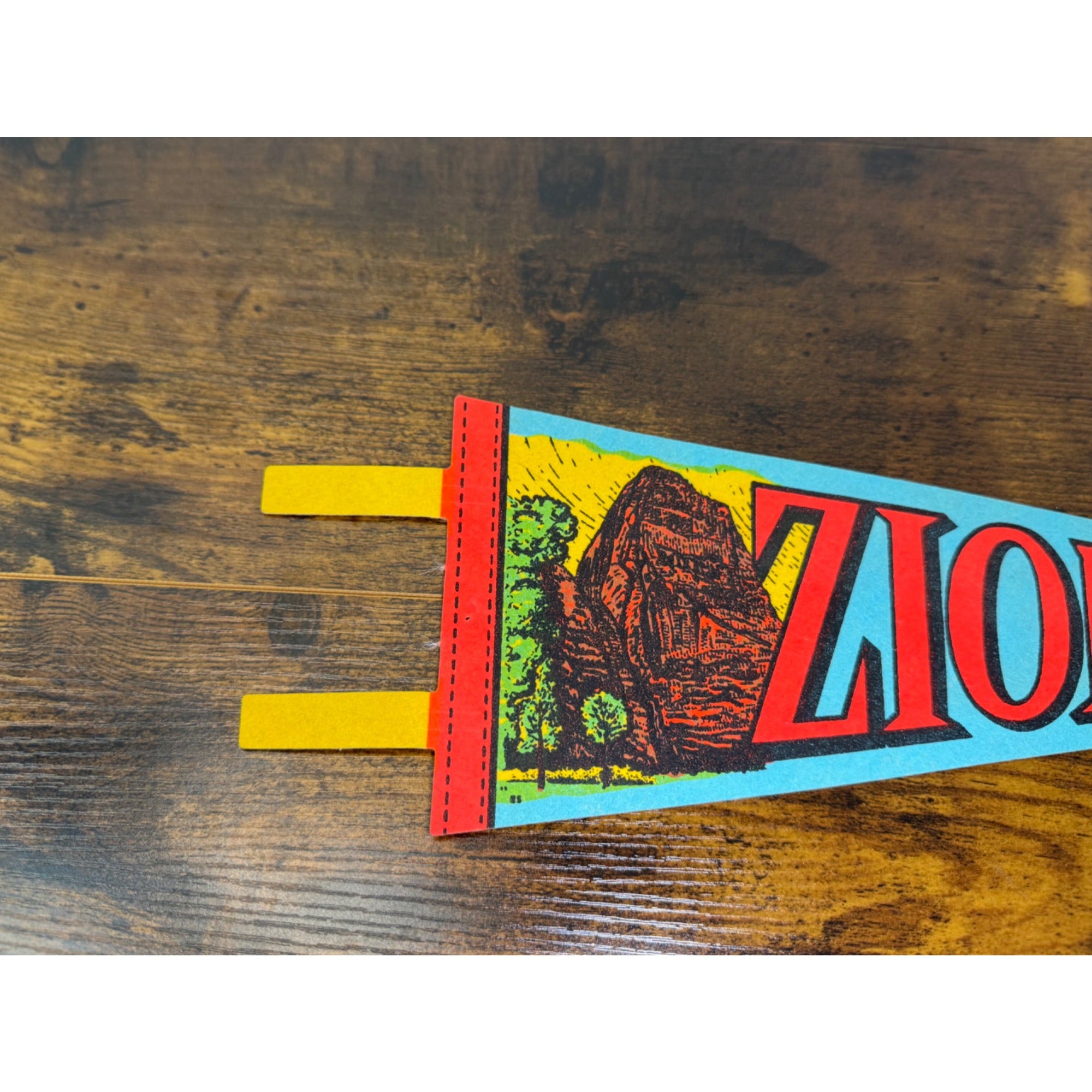 Vintage Zion National Park Pennant Banner - Utah felt flag With Scenic design