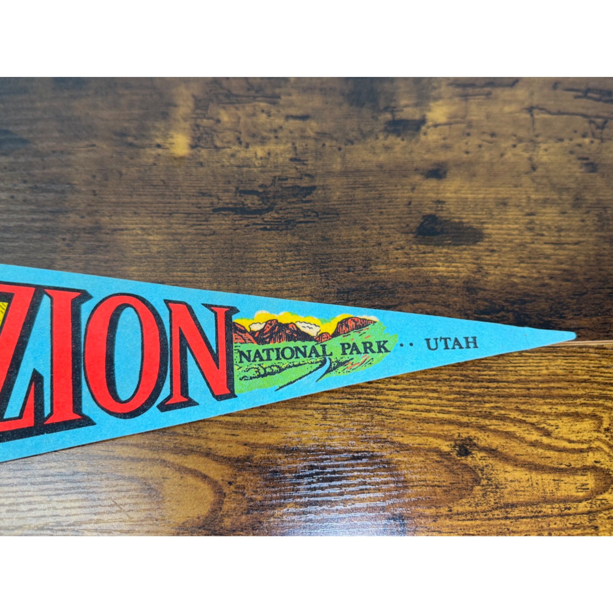 Vintage Zion National Park Pennant Banner - Utah felt flag With Scenic design
