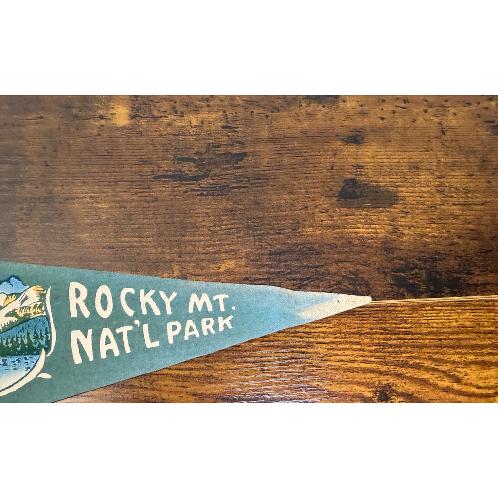 Vintage Rocky Mountain National Park Felt Pennant With Bear Lake Graphic