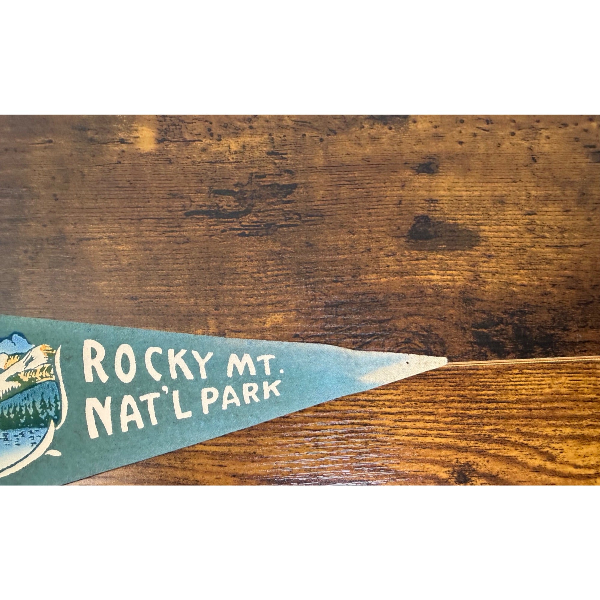 Vintage Rocky Mountain National Park Felt Pennant With Bear Lake Graphic