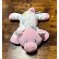 Vintage  Eden Pink Velour Pig Plush Laying 7" Stuffed Lovey Wearing Pjs