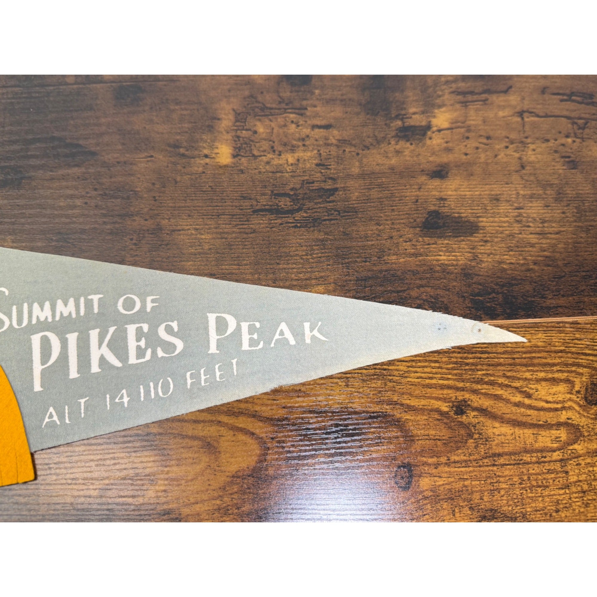 Vintage 1971 Pikes Peak Summit Felt Pennant Cog Railway Gray & Orange 14110 Ft