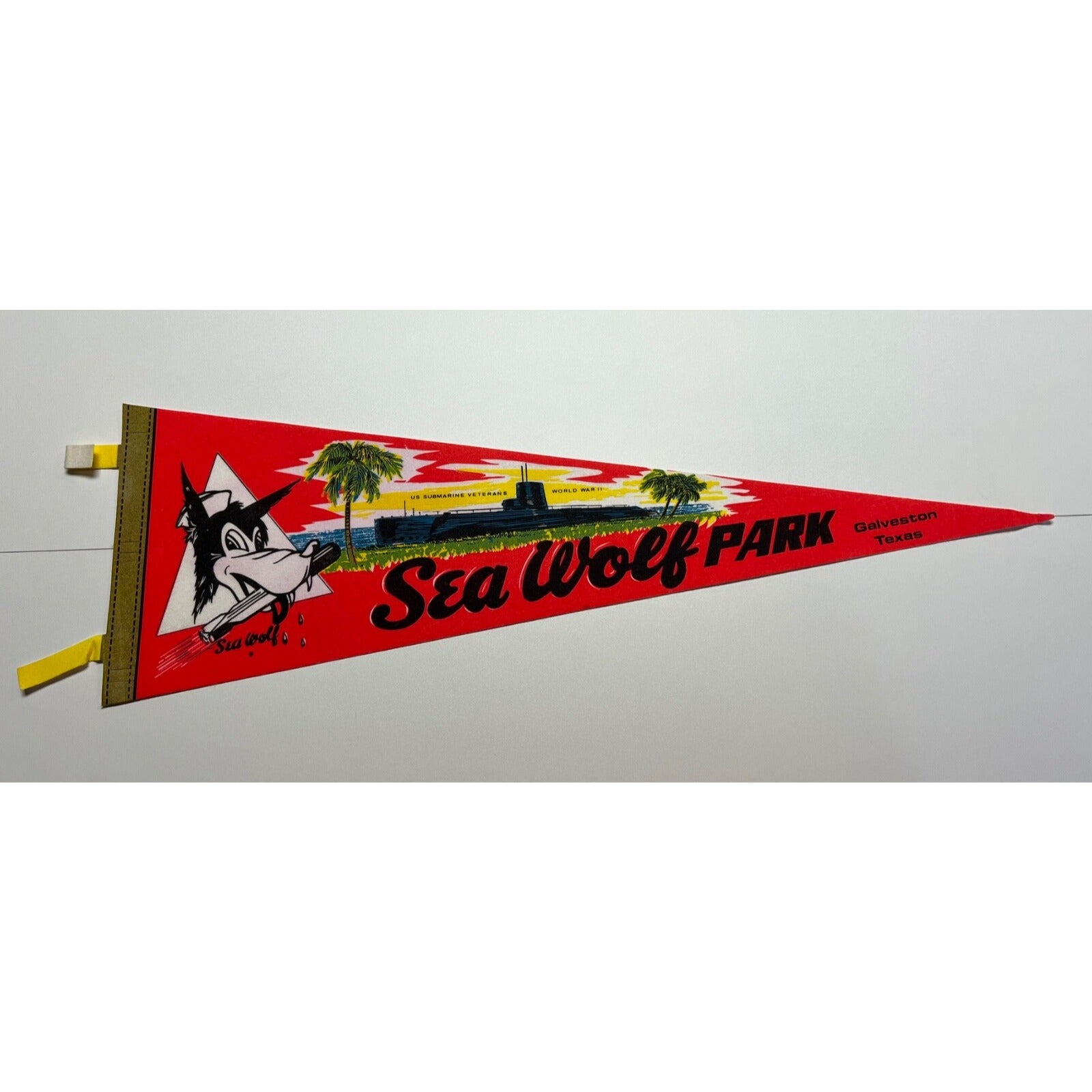 Vintage Sea Wolf Park Galveston, Texas Pennant