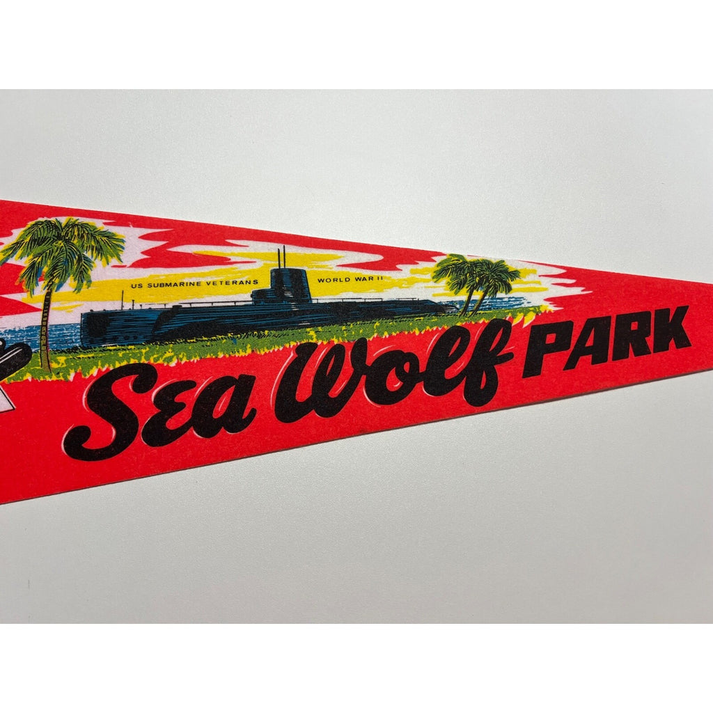 Vintage Sea Wolf Park Galveston, Texas Pennant
