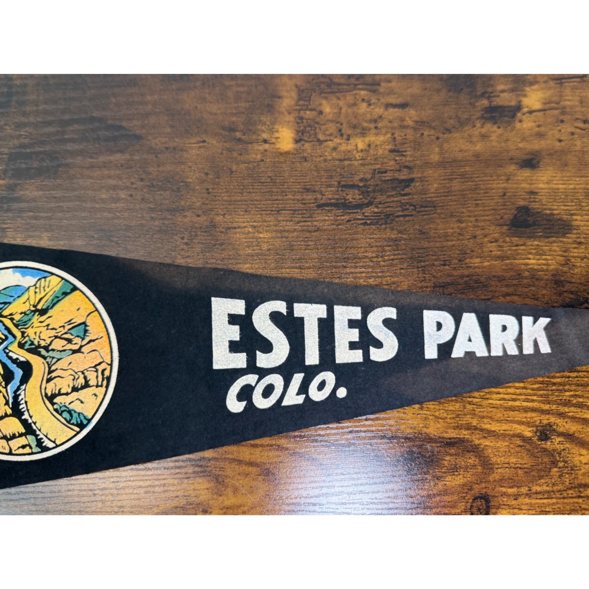 Vintage Estes Park Colorado Souvenir Felt Pennant With Scenic Graphic Design