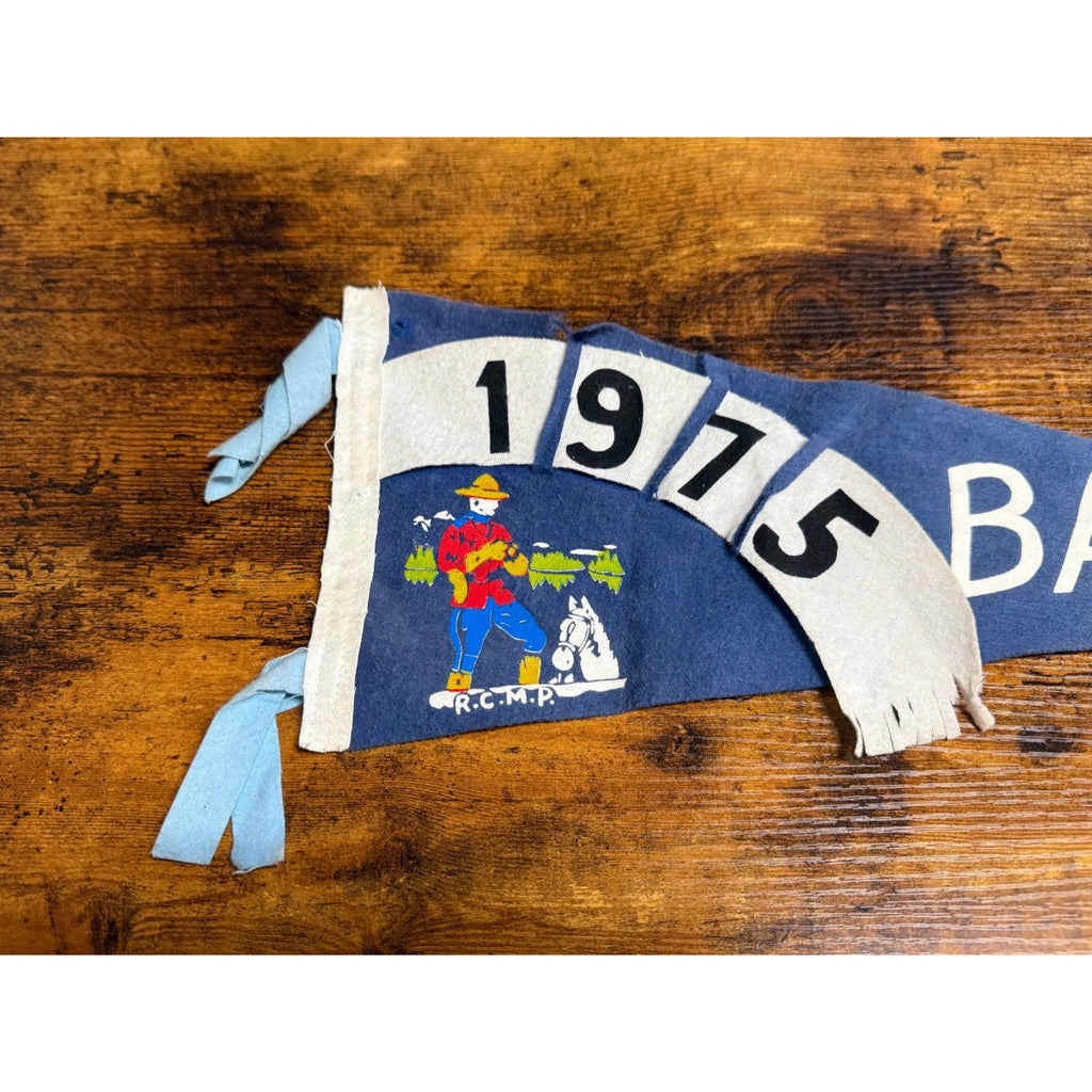 Vintage 1975 Banff Canada pennant damaged