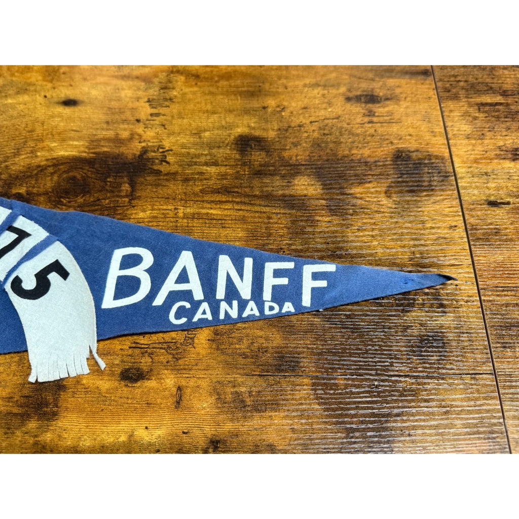 Vintage 1975 Banff Canada pennant damaged