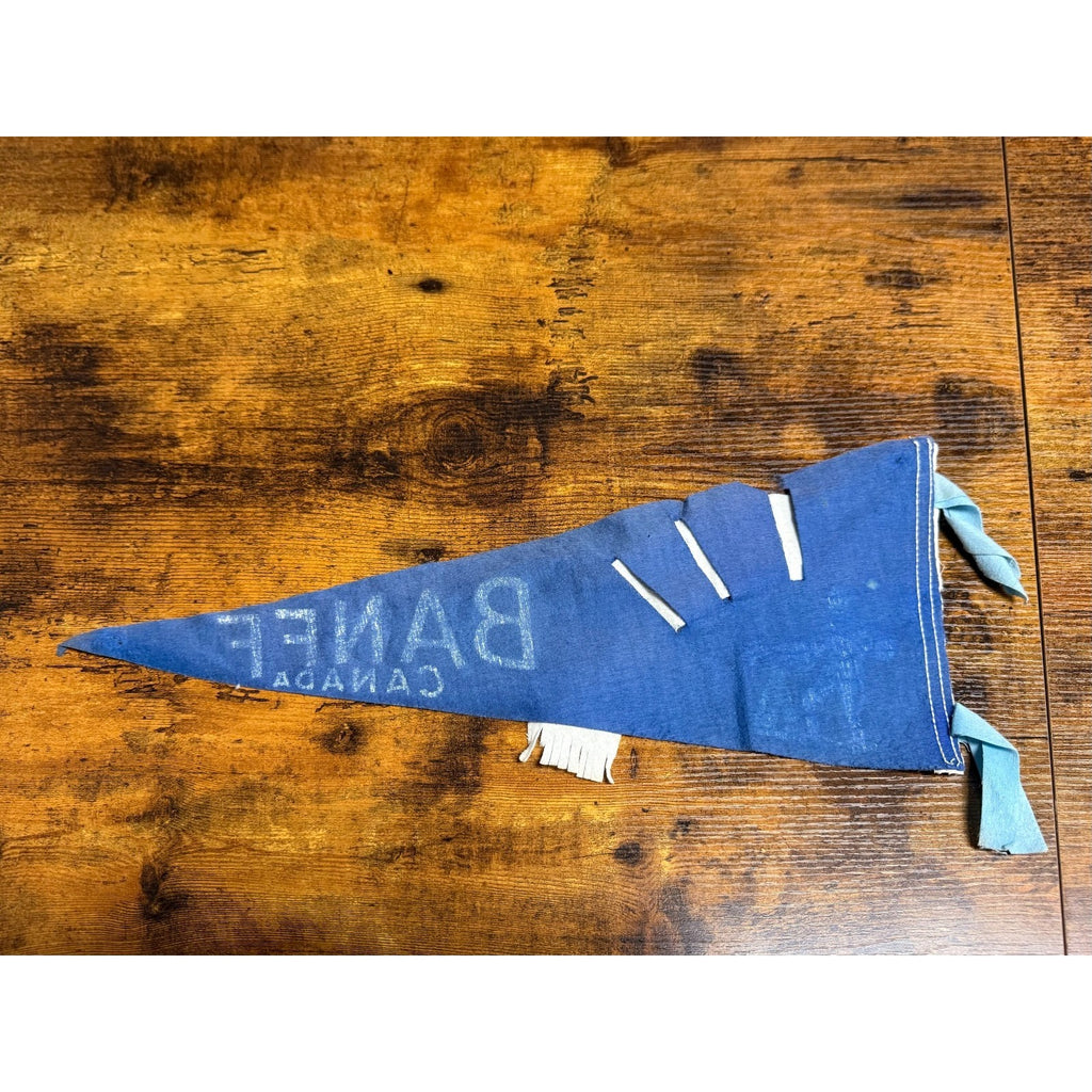Vintage 1975 Banff Canada pennant damaged
