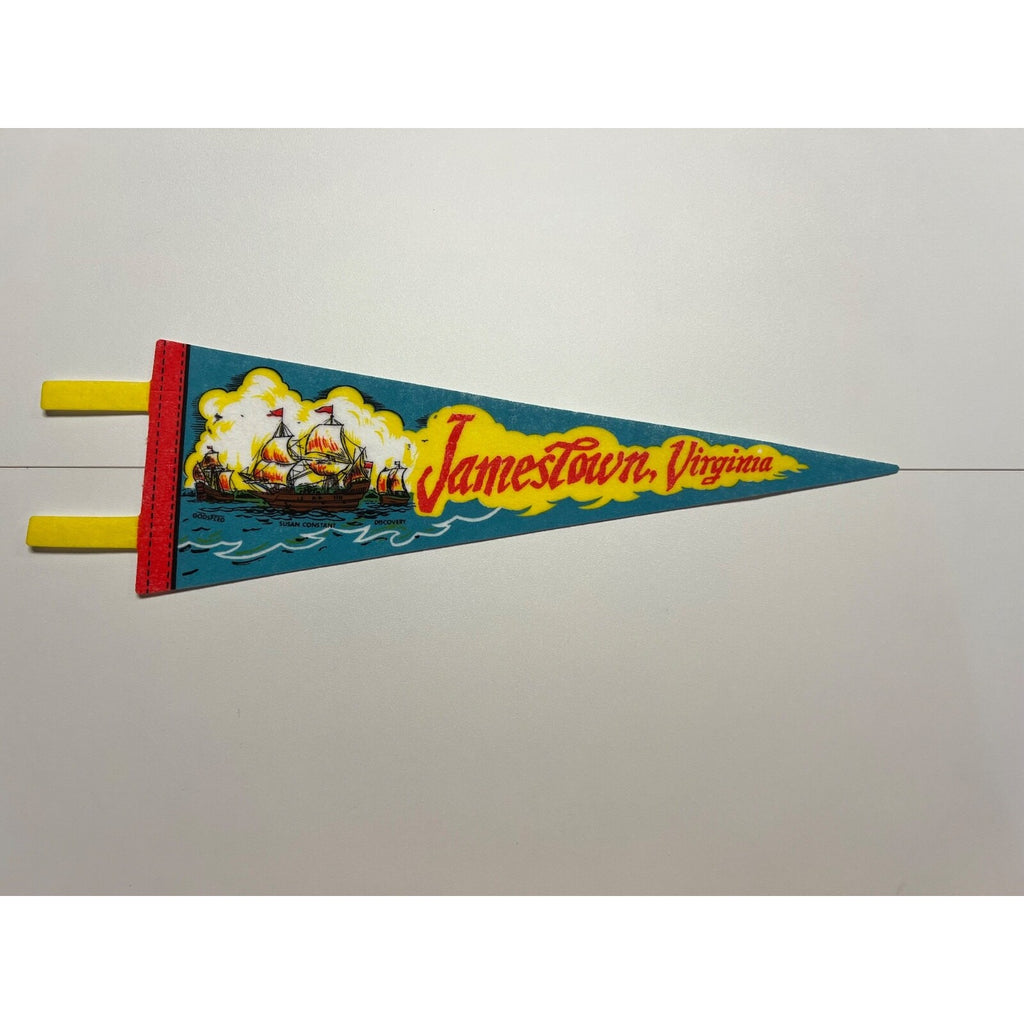 Vintage Jamestown, Virginia Pennant Banner Godspeed, Discovery, & Susan Constant