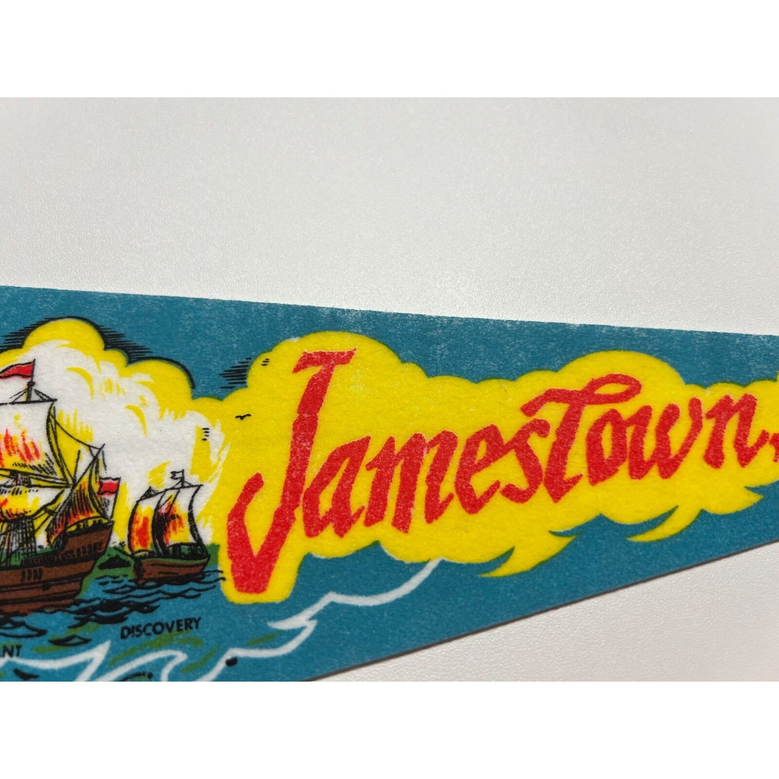Vintage Jamestown, Virginia Pennant Banner Godspeed, Discovery, & Susan Constant