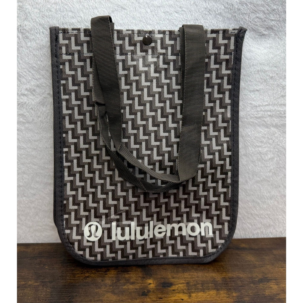 Lululemon Geometric Reusable Tote Bag With Snap Closure & Handles