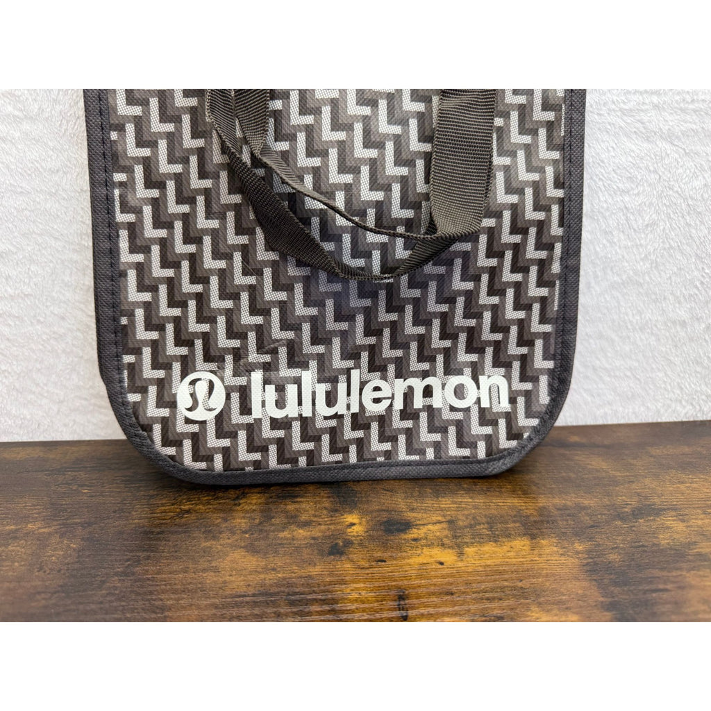 Lululemon Geometric Reusable Tote Bag With Snap Closure & Handles