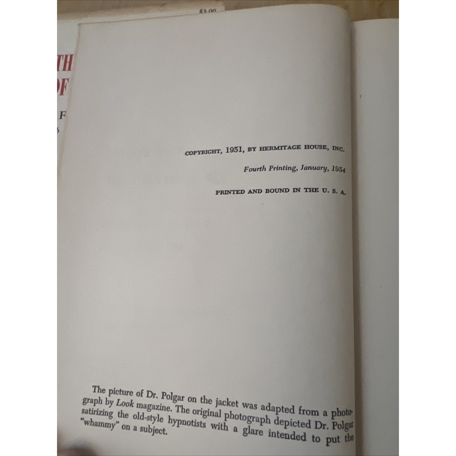 The Story Of A Hypnotist Franz Polgar Hardcover 1954