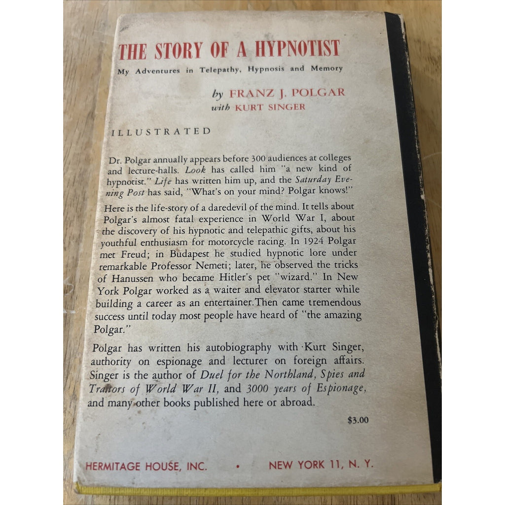 The Story Of A Hypnotist Franz Polgar Hardcover 1954